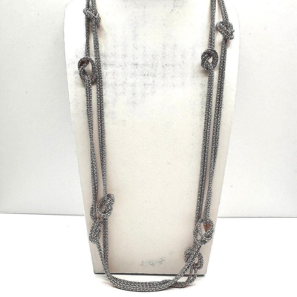 Vintage 90s Gold Tone Multi Strand Mesh Knot Chain Necklace Statement Jewelry